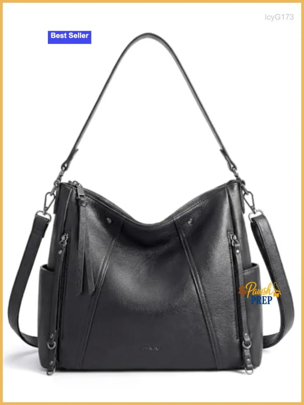 Vegan Leather Hobo Bag with Multi-Pockets Crossbody Shoulder Tote